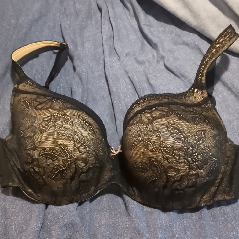 Cacique Black Lace Full Coverage Bra with Underwire